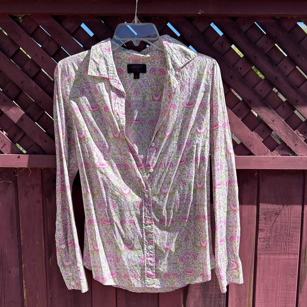 Liberty of London J. Crew Flowers Floral print button front top shirt  sz 2